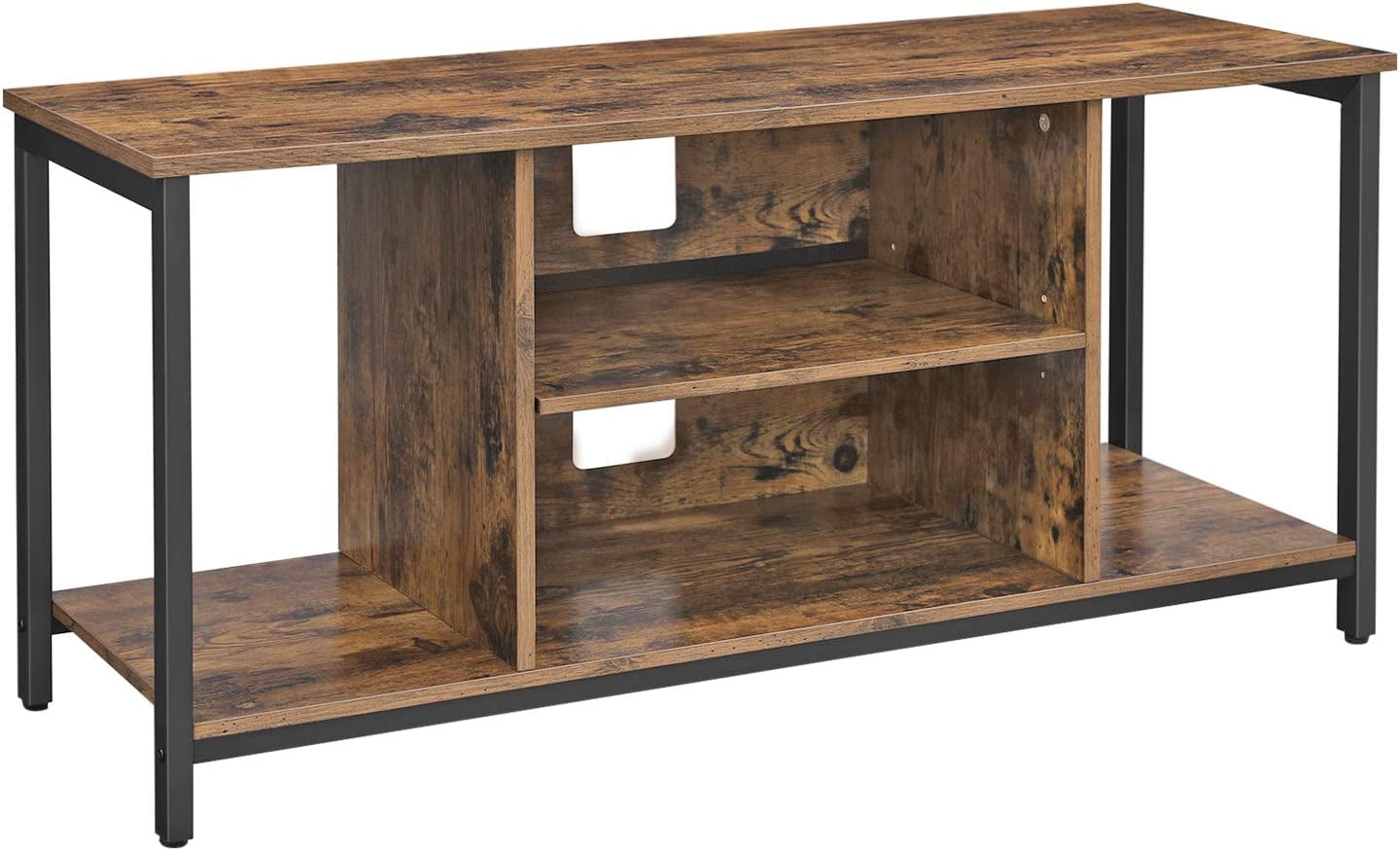 TV Stand for TV up to 50 Inch, TV Cabinet with Open Storage, TV Console Unit with Shelving, for Living Room, Entertainment Room, Industrial, Rustic Brown and Black ULTV39BX
