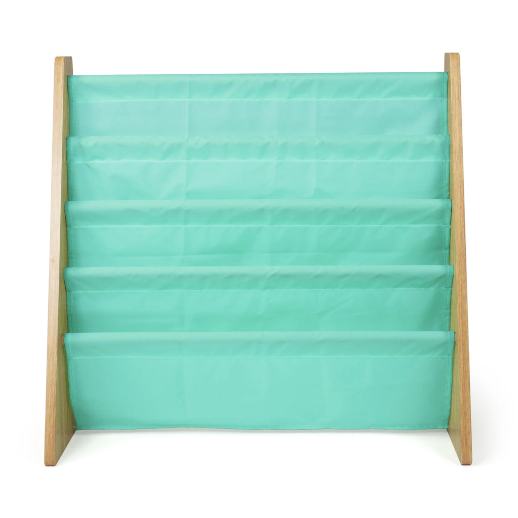 Kids Bailey Bookshelf 4 Tier Book Storage, Natural/Seafoam
