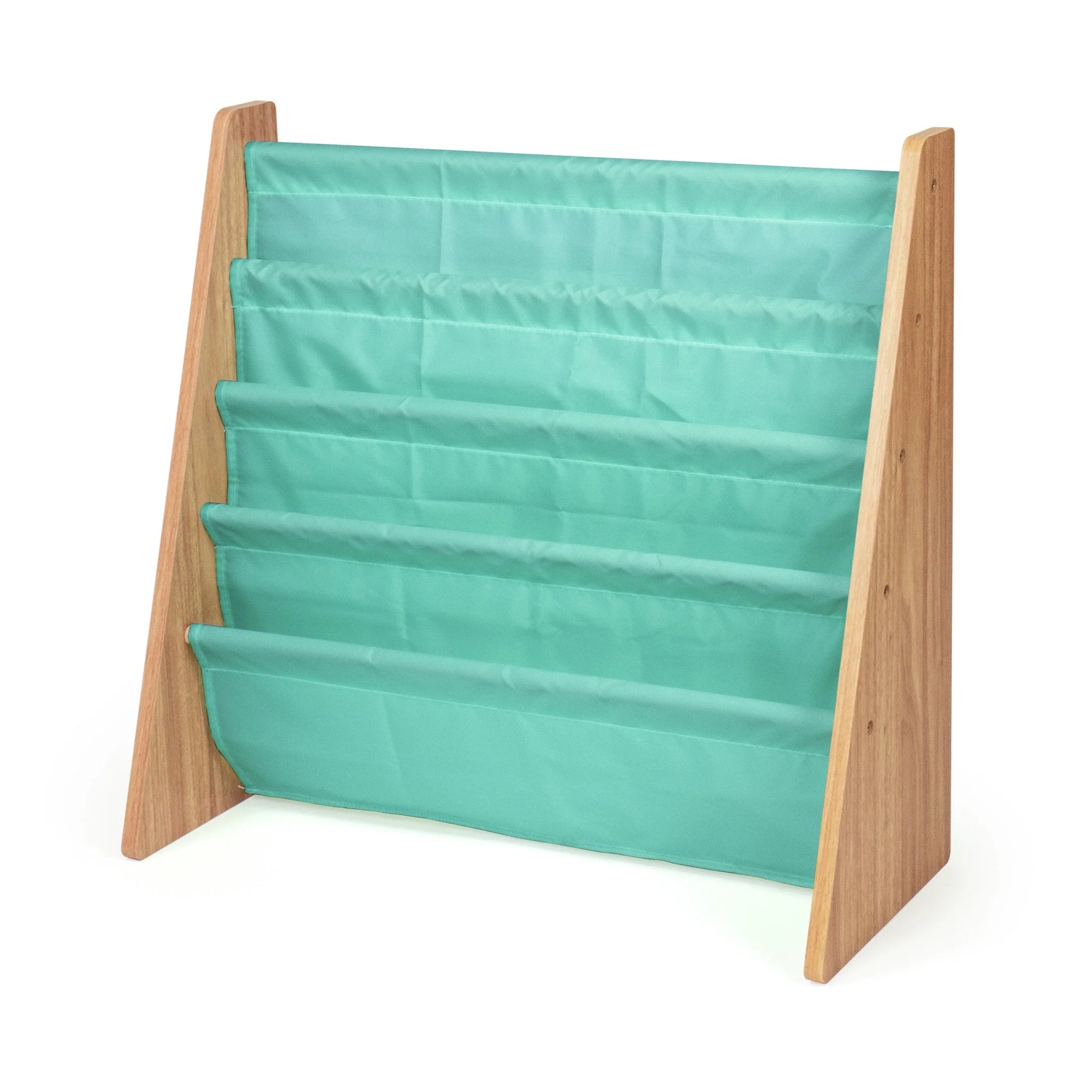 Kids Bailey Bookshelf 4 Tier Book Storage, Natural/Seafoam